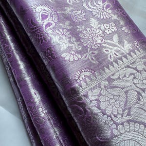 Semi Kanchi Pattu Lavender Soft Silk Saree with Readymade Designer Blouse – Indian Wedding Sari – Traditional Festive Wear Ethnic Outfit Set