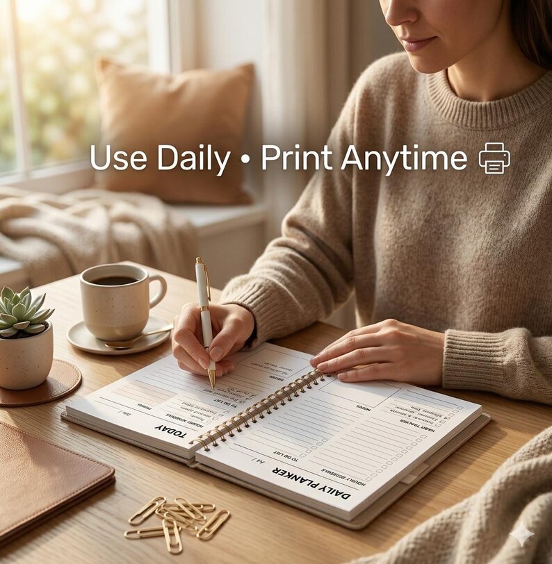 Using Daily Planner Minimalist Daily Planner Printable | Undated Daily Agenda | to Do List ...