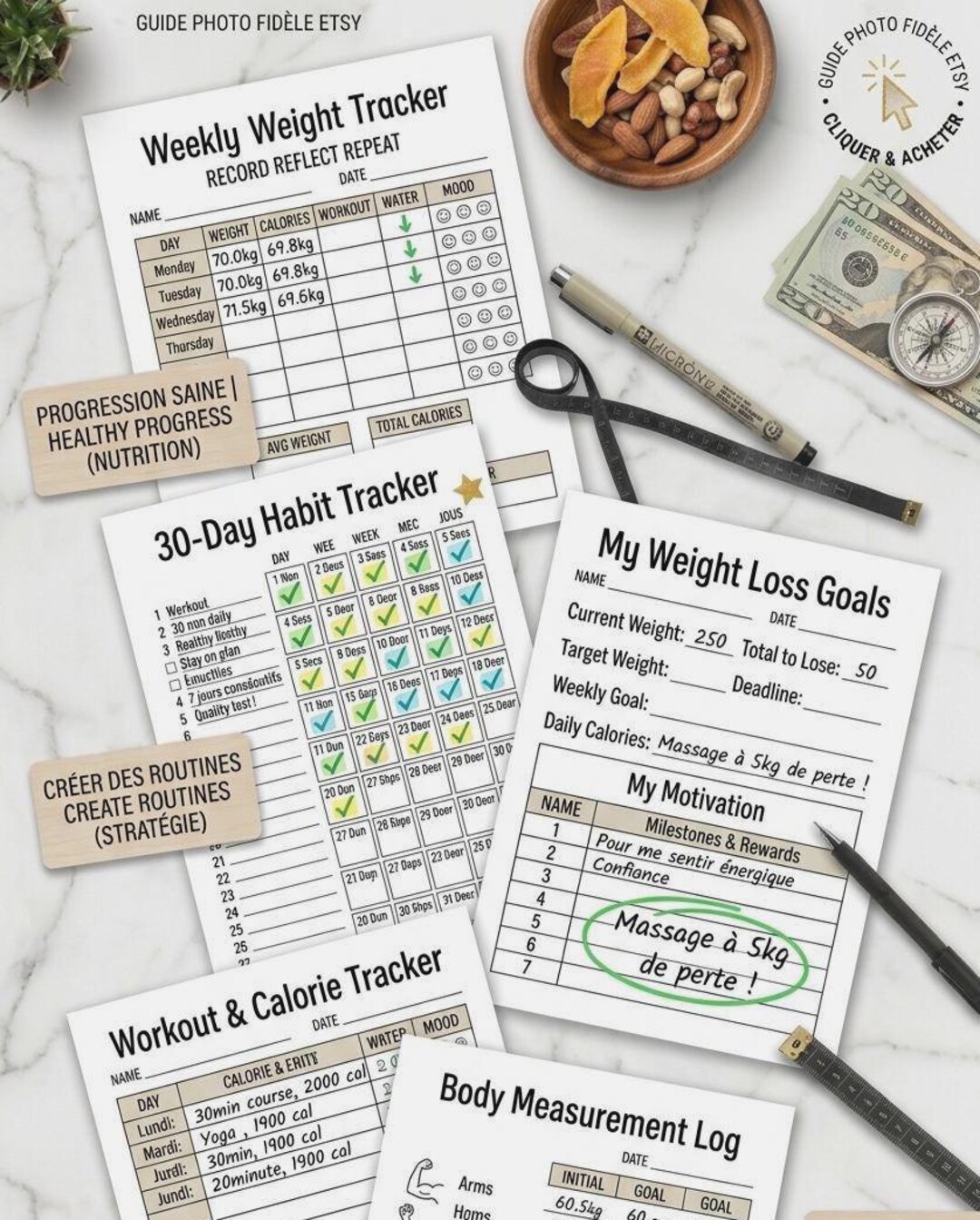 Fitness Goal Tracker Printable PDF | Workout Planner | Weight Loss ...