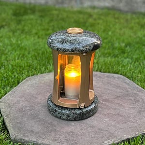 Granite memorial lantern | Candle holder for tombstone | Memorial gift candle | Cemetery candle holder | Cemetery decorations for the grave