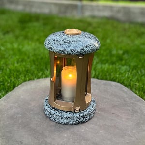 Granite grave candle holder | Candle holder for tombstone | Grave lantern with base | Cemetery candle holder | Memorial candle holder