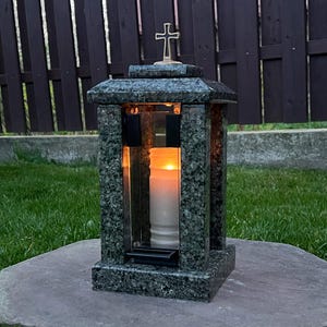 Candle holder for tombstone | Memorial gift | Grave lantern | Granite memorial lantern | Cemetery candle holder | Cemetery decorations