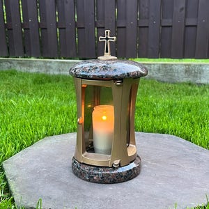 Remembrance lantern | Funeral lanterns | Memorial Candle Holder | Mom and dad memorial lantern | Granite Cemetery Lantern | Grave decoration