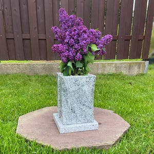 White cemetery vase | Grave decoratoins | Memorial vase | Stone vase | Granite vase | Remembrance gift | Cemetery decor | Vase for headstone