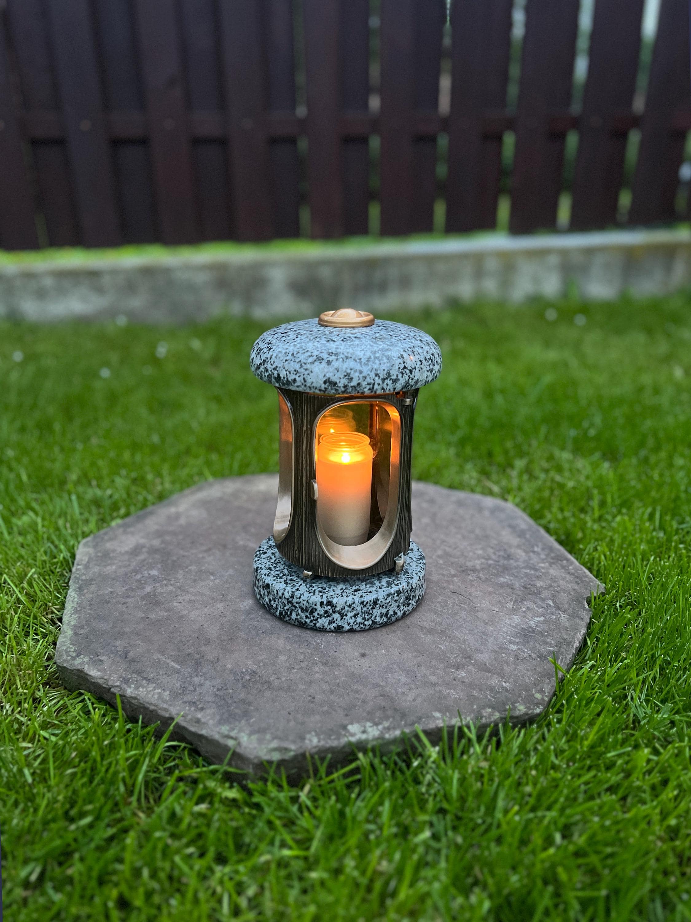 Granite memorial lantern | Memorial candle Holder | Mom and dad memorial lantern | Stone grave candle holder | Granite grave candle holder