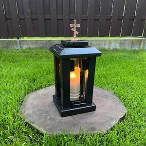 Farol de tumba ortodoxo, portavelas conmemorativo, luz de cementerio de granito, decoración de tumba, vela de recuerdo, regalo de homenaje para cementerio