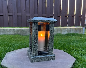 Grave lantern | Memorial candle holder | Stone grave candle holder | Stone cemetery lantern| Grave candle holder | Cemetery candle holder
