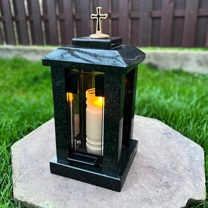 Grave lantern | Granite memorial lantern | Candle holder for tombstone | Memorial gift | Cemetery candle holder | Cemetery decorations