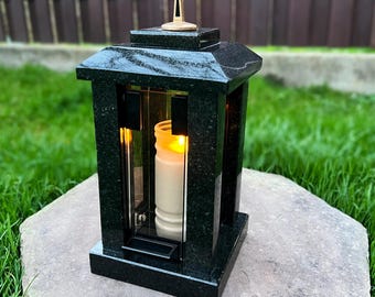 Grave lantern | Granite memorial lantern | Candle holder for tombstone | Memorial gift | Cemetery candle holder | Cemetery decorations