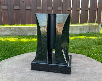 Memorial Vase for Grave, Granite Flower Holder, Sympathy Gift for Loss of Mother Father, Stone Cemetery Decor, Heavy Headstone Vase
