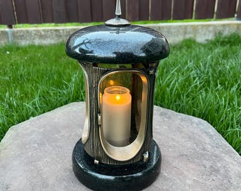 Cemetery candle holder | Memorial candle holder | Stone grave candle holder | Stone cemetery lantern | Cemetery decorations for the grave