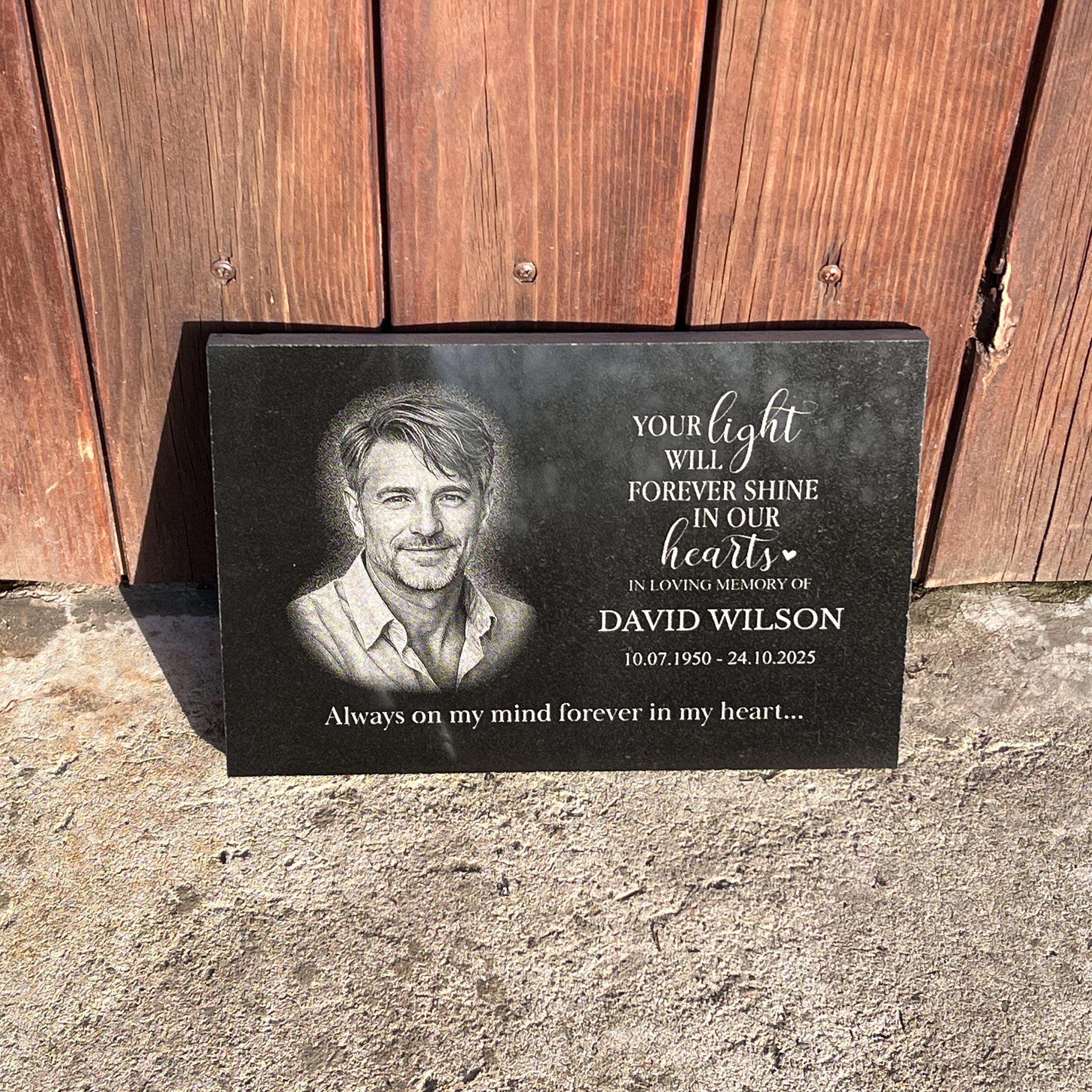 Custom Granite Memorial Plaque With Photo, Personalized Grave Marker ...