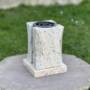 Vaso per fiori da lapide, decorazione cimiteriale in granito con incisione personalizzata, supporto commemorativo in pietra personalizzato, decorazione per tomba da esterno, regalo commemorativo