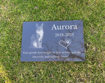 Gedenktafel Tier Mit Foto Personalisiert, Grabstein Hund Katze Mit Gravur, Granit Gedenkstein Garten, Trauergeschenk Haustier