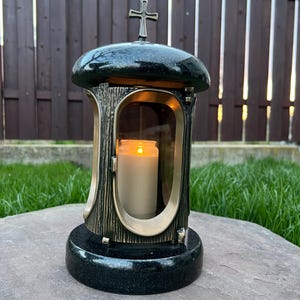 Cemetery candle holder | Memorial candle holder | Stone grave candle holder | Stone cemetery lantern | Cemetery decorations for the grave