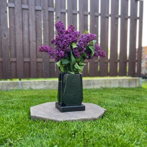 Jarrón de piedra, jarrones conmemorativos de granito, regalo de recuerdo, decoración de cementerio, porta flores para tumbas, adorno para lápidas, grabado personalizado profesional