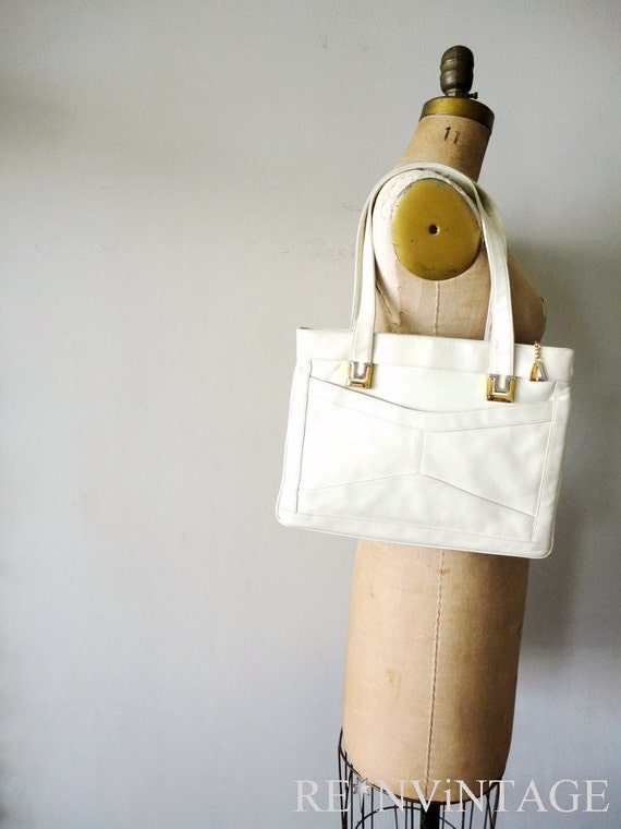 Items similar to vintage leather purse 1960s creme du lait ivory
