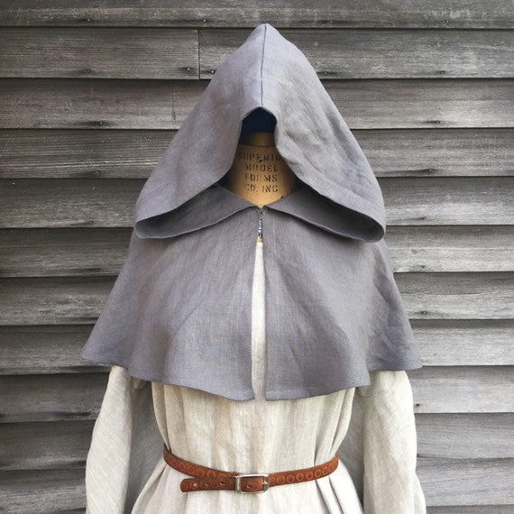 Ladies Linen Medieval Hooded Mantle Hood Short Cape Capelet | Etsy