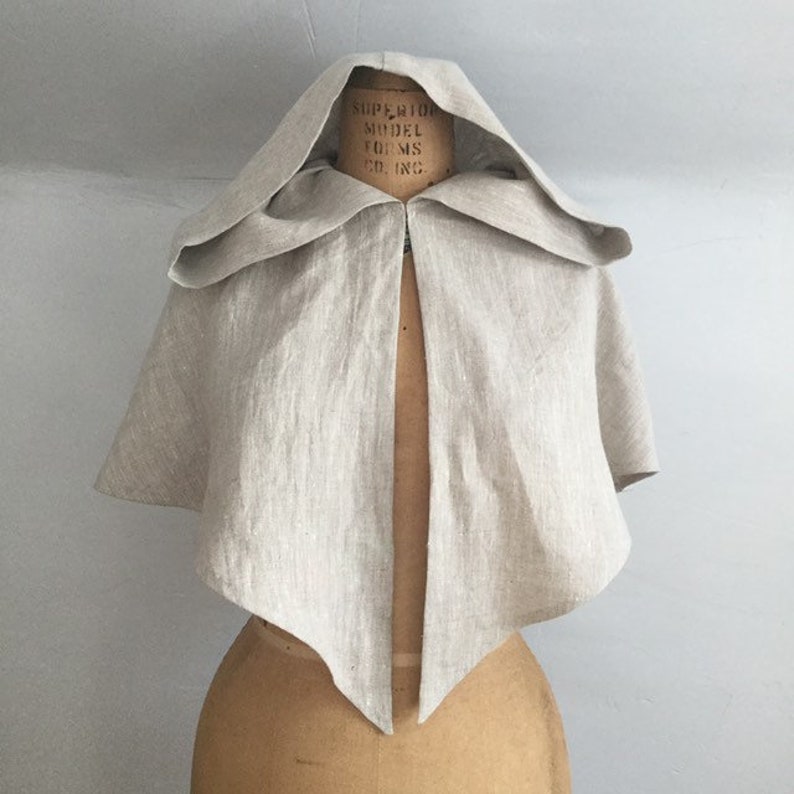 womens linen medieval Viking hooded mantle hood short cape capelet skjoldehamn inspired ready to ship-