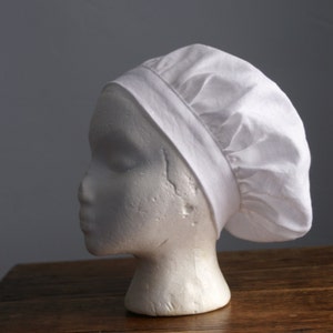 renaissance muffin cap hat medieval caul bright white linen renaissance faire -ready to ship-