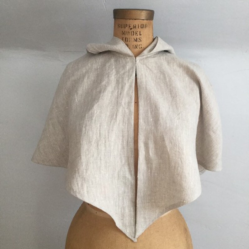 womens linen medieval Viking hooded mantle hood short cape capelet skjoldehamn inspired ready to ship-