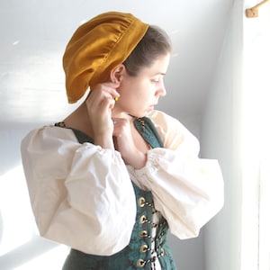 renaissance muffin cap hat medieval caul linen renaissance faire -ready to ship-