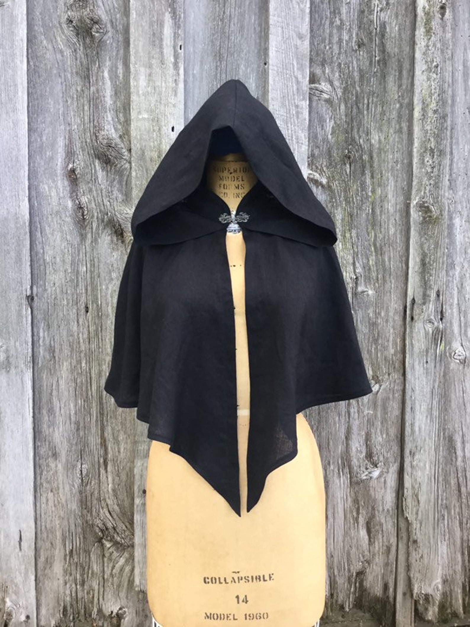 Ladies linen medieval hooded mantle hood short cape capelet | Etsy