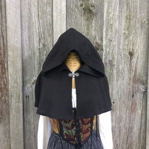 Ladies linen medieval hooded mantle hood short cape capelet  -ready to ship-