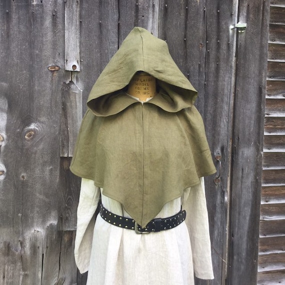 Womens Linen Medieval Viking Hooded Mantle Hood Short Cape - Etsy