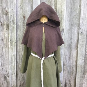 womens linen medieval Viking hooded mantle hood short cape capelet skjoldehamn inspired  -ready to ship-