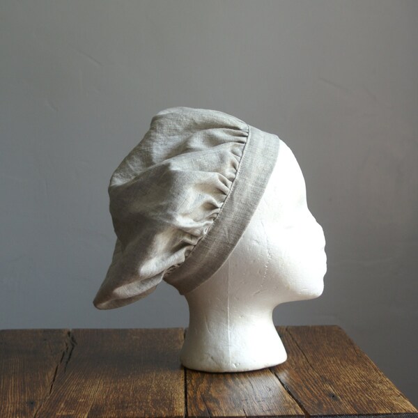 SALE renaissance muffin cap hat medieval caul natural linen renaissance faire -ready to ship-