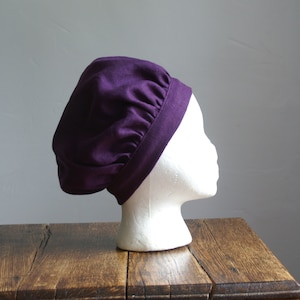 renaissance muffin cap hat medieval caul purple linen renaissance faire -ready to ship-