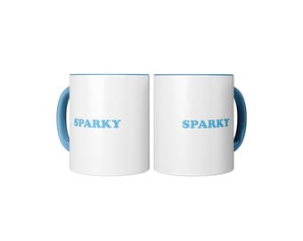 Sparky Akzentbecher: 11 Unzen weiße Keramik-Kaffeetasse