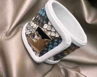 Armband van witgouden pythonleer, exclusief jubileum verjaardagscadeau