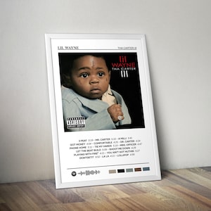 Poster di Lil Wayne / Poster di Tha Carter 3 / Stampa poster dell'album / Poster della copertina dell'album / Poster di musica rap / Decorazione della stanza / Regalo musicale / Decorazione musicale