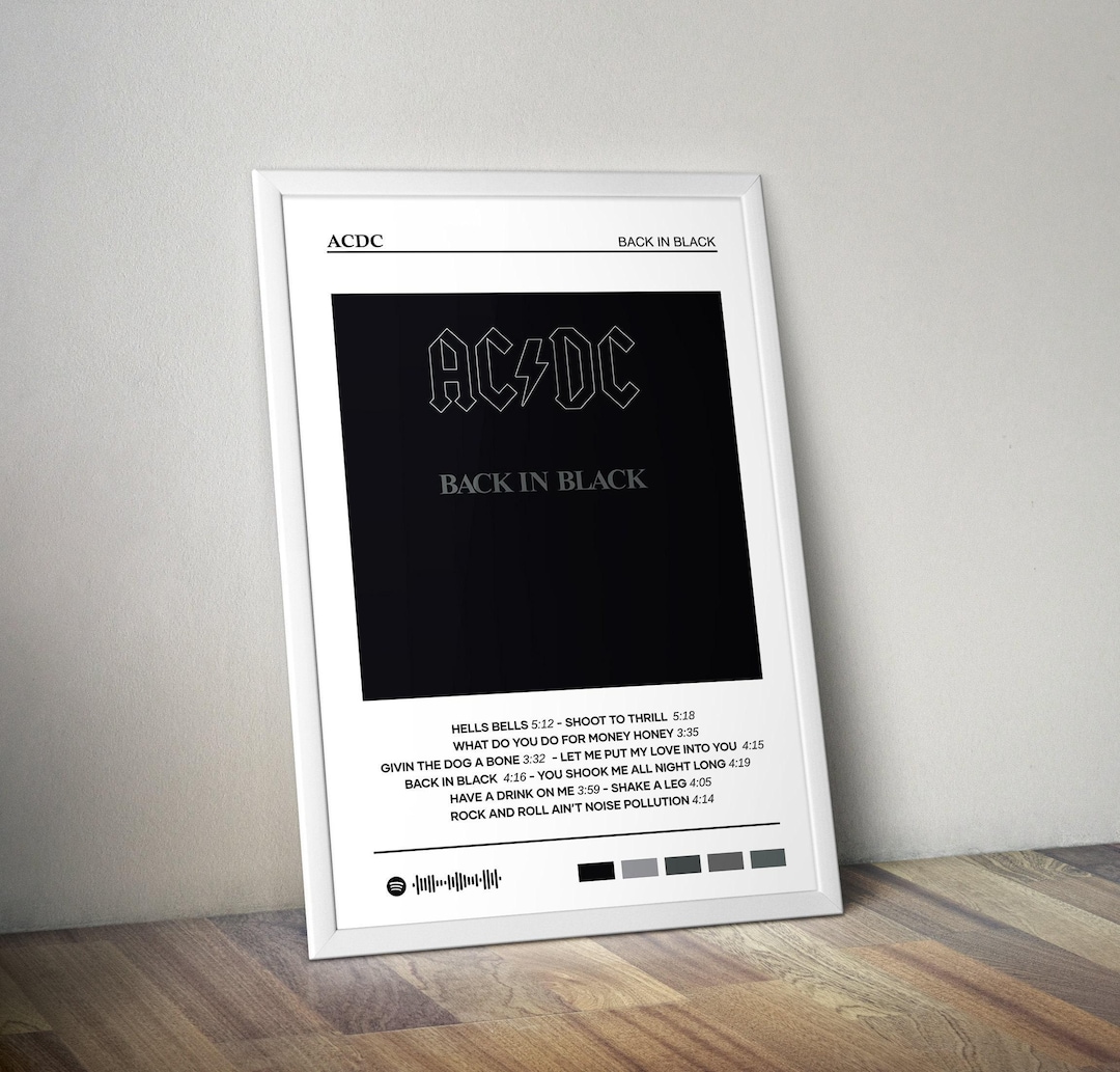 Acdc Poster | Back in Black Poster | Album Poster Print | Album Cover ...