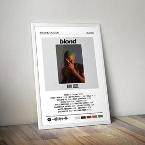 Póster de Frank Ocean / Póster de Blonde / Impresión de póster de álbum / Póster de portada de álbum / Póster de música hip-hop / Decoración de habitación / Regalo musical