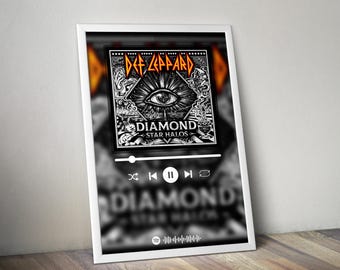 Def Leppard Poster | Diamond Star Halos Poster | Album Poster Print | Album Cover Poster | Rock Music Poster | Room Decor | Music Gift