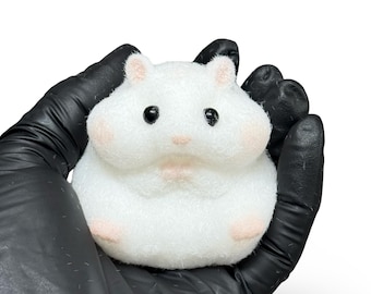 White Furry Hamster Squishy Large Kawaii Plush Fidget Toy Super
