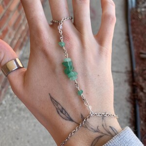 Green stone hand chain