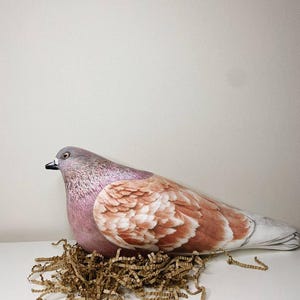 Colombe ultra réaliste grandeur nature | Peluche pigeon douce faite main