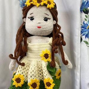 Handmade Ukrainian Doll - Sunflower Beauty Crochet Plush Toy