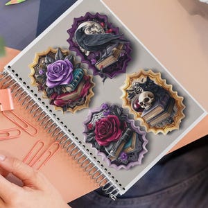 Gothic Floral Spiral Notebook, Dark Aesthetic Journal with Roses Crow and Skull, Unique Stationery for Writers, Halloween and Book Lovers