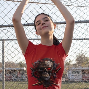 Cyberpunk Samurai Skull T-Shirt, Metallic Skull Katana Tee, Gothic Floral Warrior Shirt, Unisex Streetwear, Halloween Gift for Him