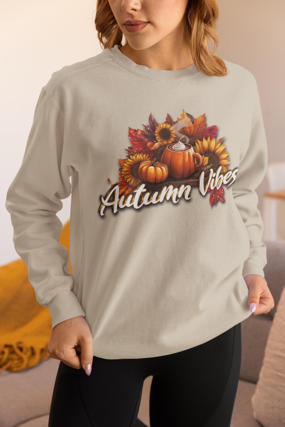 Autumn Vibes Crewneck Sweatshirt: Cozy Pumpkin Spice Fall Fashion ...