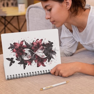 Gothic Floral Hourglass Spiral Notebook: Dark Academia Journal