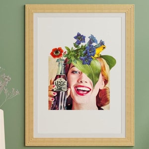 POTERE MAGICO. Collage di carta fatto a mano in stile retrò-surrealista, fogli di carta per decorare la vostra casa.
