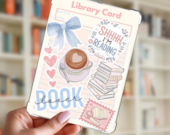 Inserto de tarjeta de biblioteca en tonos pastel para Kindle y iPad Mini: Decoración acogedora para lectores electrónicos (descarga digital)