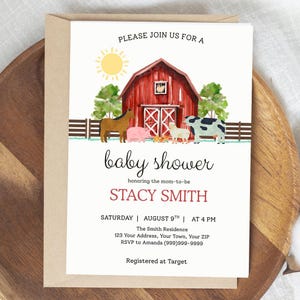 Farm Baby Shower Bundle | Barnyard Baby Shower Invitation Canva Template | Digital Download | Baby Shower Invitation & Thank You Card Set