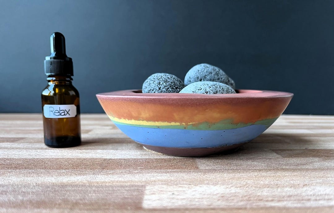 Lava Rock Essential Oil Diffuser, Concrete Aromatherapy Bowl, Modern ...